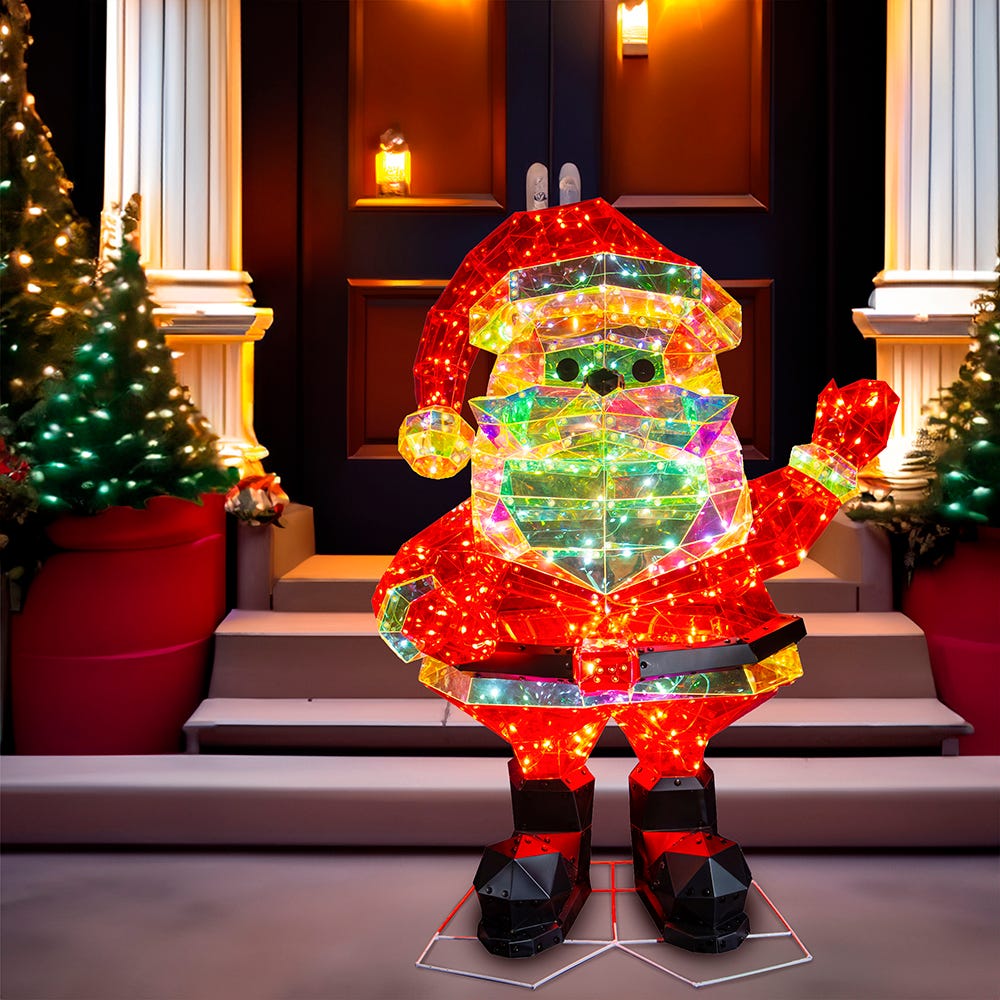 Kurt Adler 30-Inch Pre-Lit 150 Warm White LED Multifunction Holographic Santa